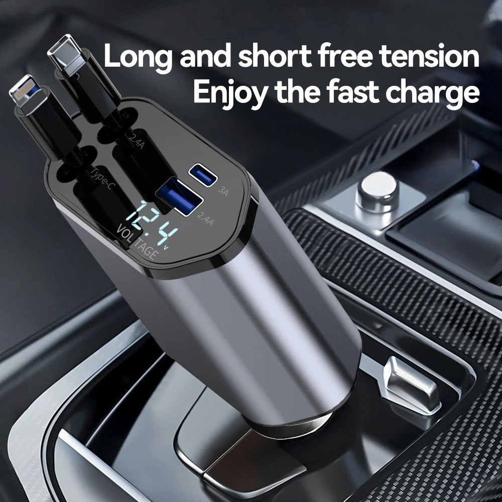 VoltLink™ – 4-in-1 Retractable Fast Car Charger