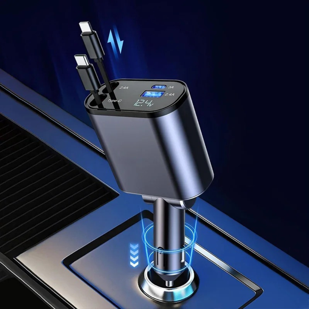 VoltLink™ – 4-in-1 Retractable Fast Car Charger