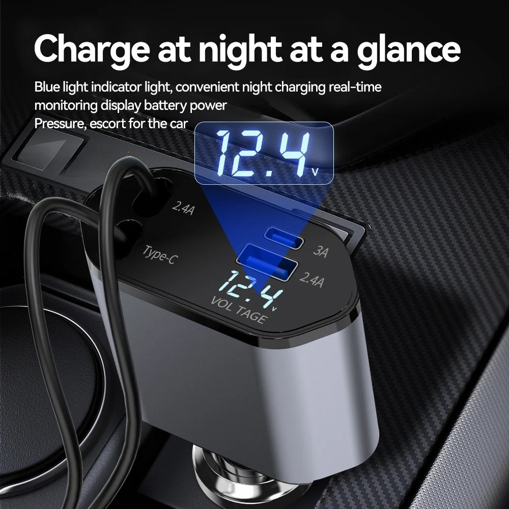 VoltLink™ – 4-in-1 Retractable Fast Car Charger