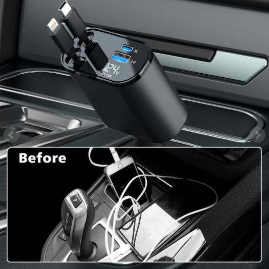 VoltLink™ – 4-in-1 Retractable Fast Car Charger