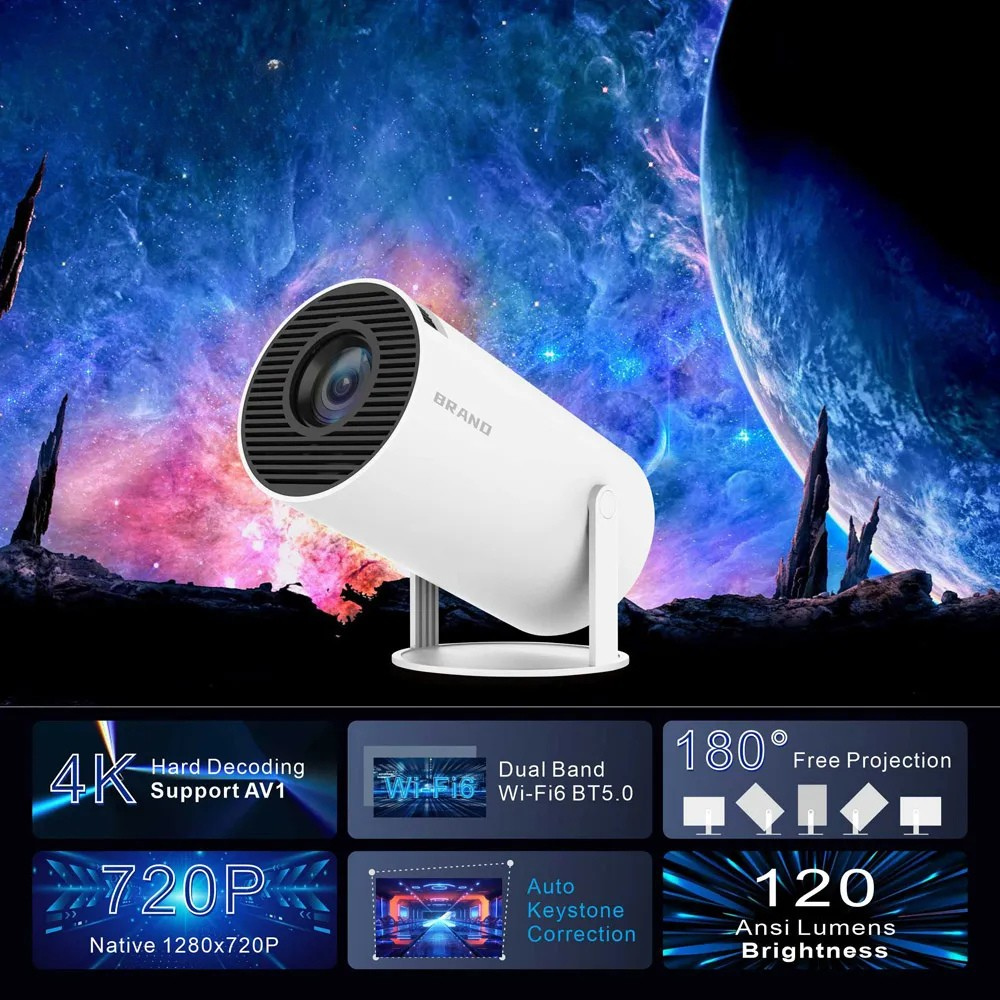 CineCore™ – HY300 Pro 4K Android WiFi6 Home Projector